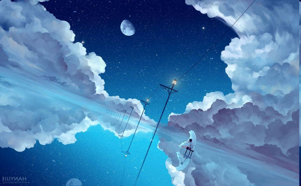 Anime Blue Night Scenery Wallpaper