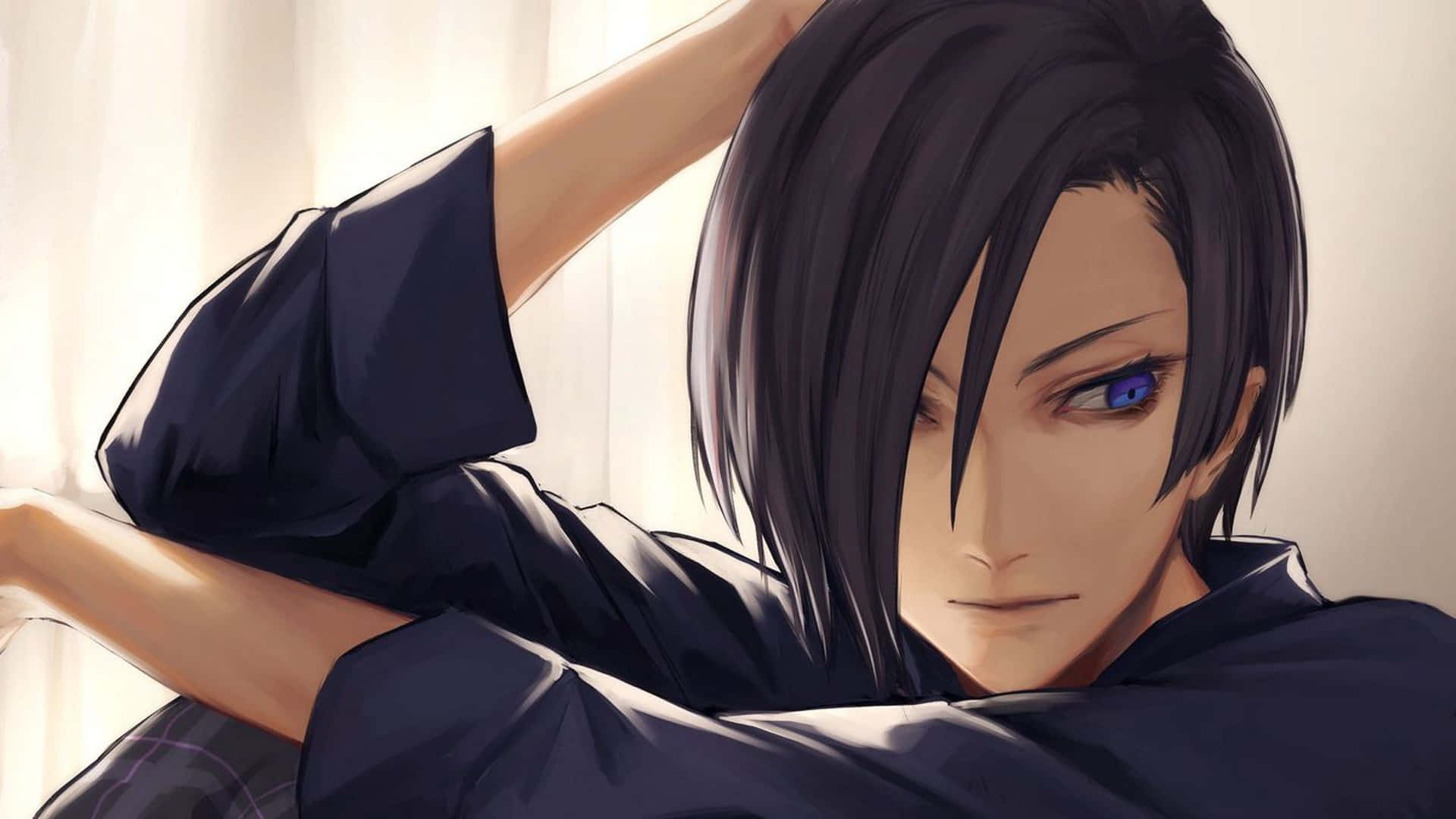 Anime Boy Black Hair Blue Eyes Wallpaper