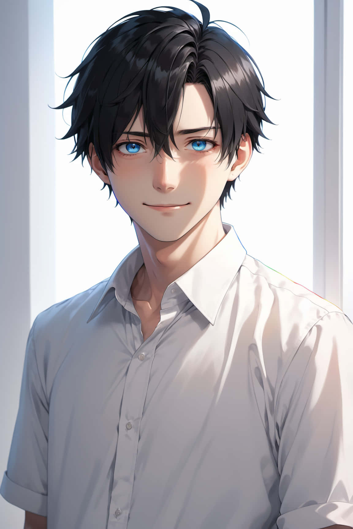 Anime Boy Black Hair Blue Eyes Wallpaper