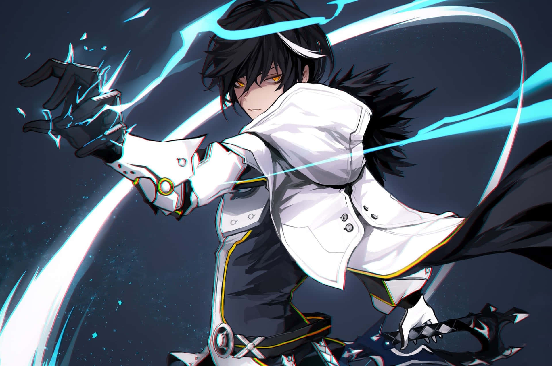 Anime Boy Black Hair Electric Power Wallpaper