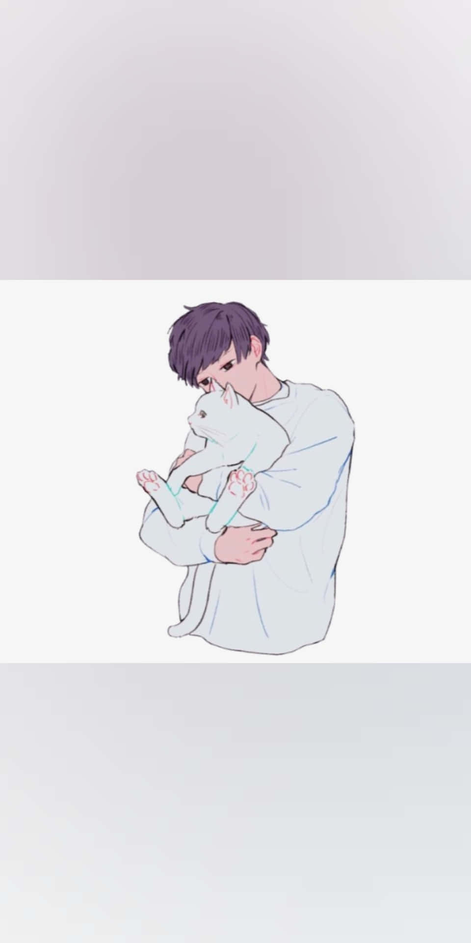 Anime Boy Cuddling Cat Aesthetic Wallpaper Wallpaper