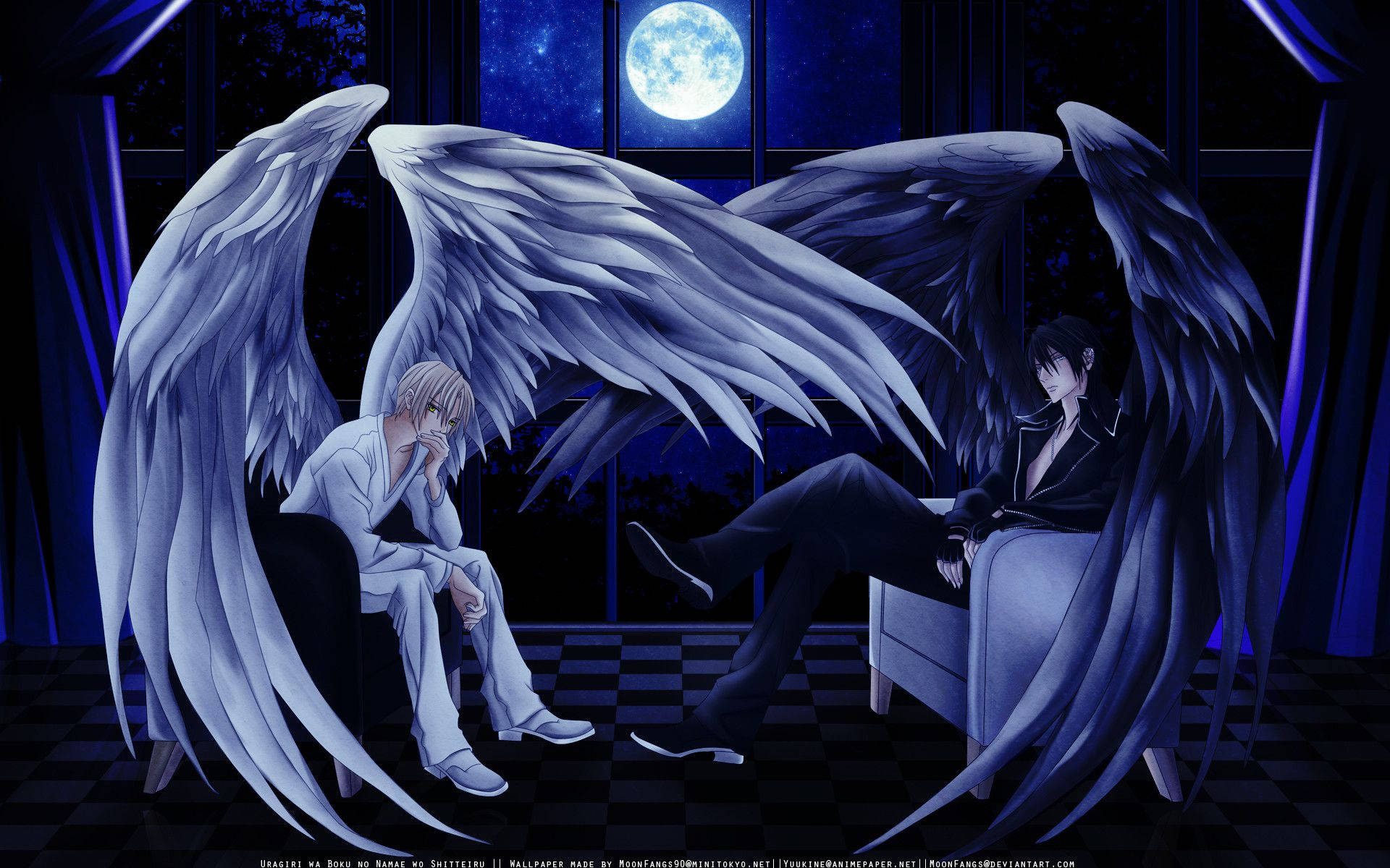 Anime Boy Dark And Light Angels Picture