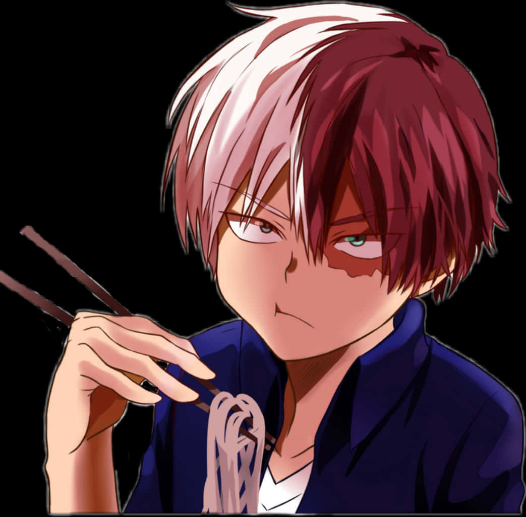 Anime Boy Eating Noodles PNG
