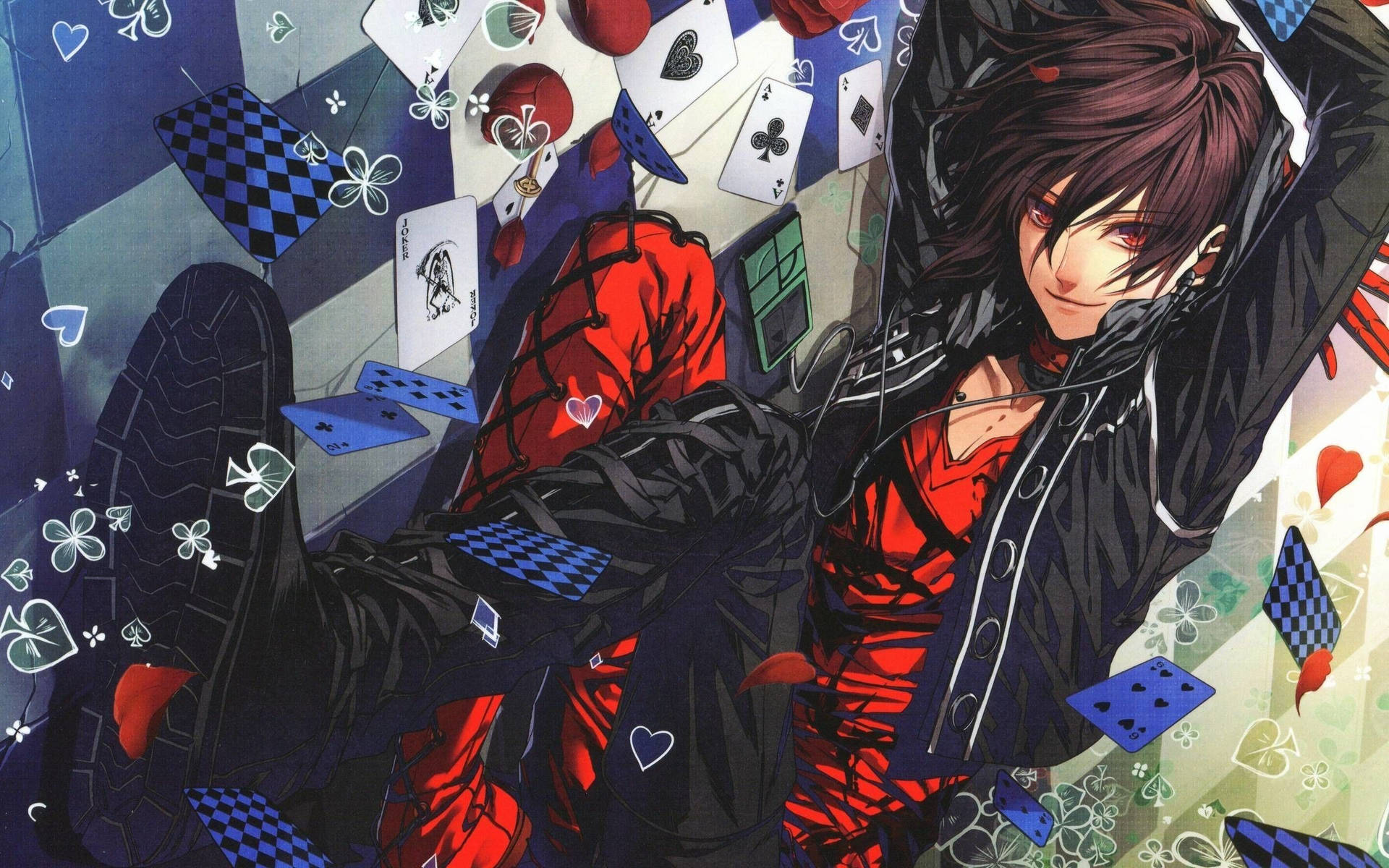 Anime Boy Gaming With Guy In Jacket Wallpaper