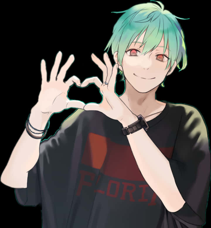 Anime Boy Heart Gesture PNG