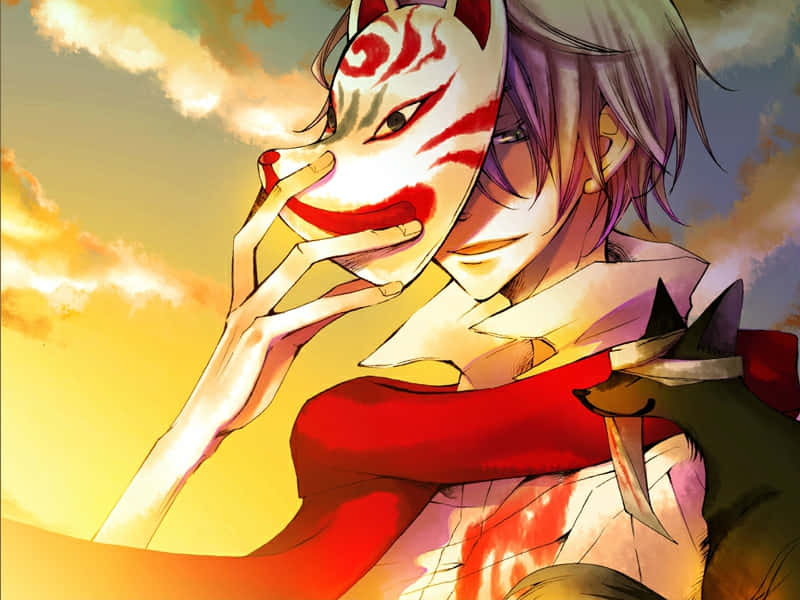 Anime Boy With Fox Mask Wallpaper