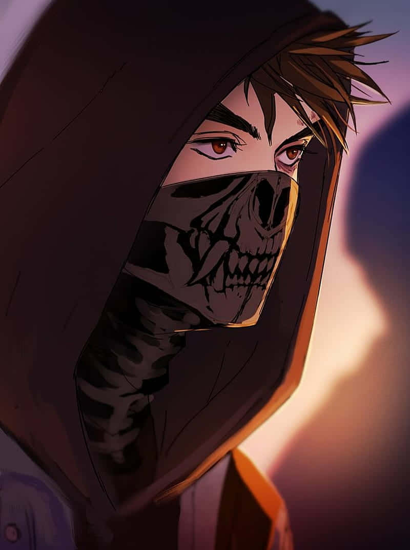Anime Boy With Ghost Mask Wallpaper