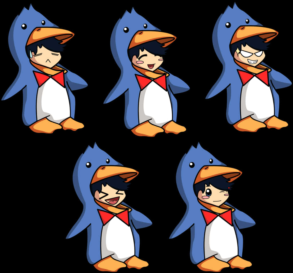 Anime Boyin Penguin Costume Expressions PNG