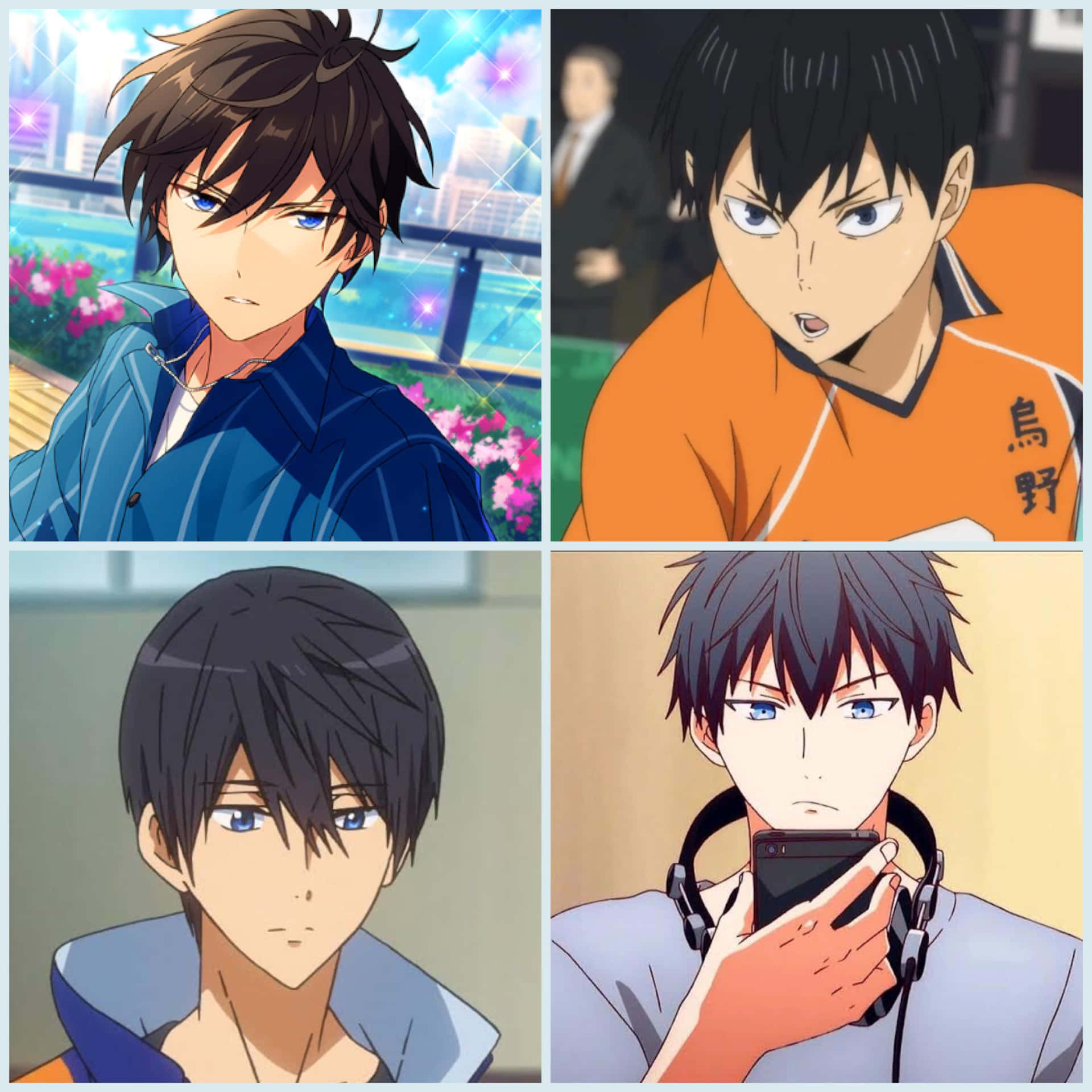 Anime Boys Black Hair Collage Wallpaper