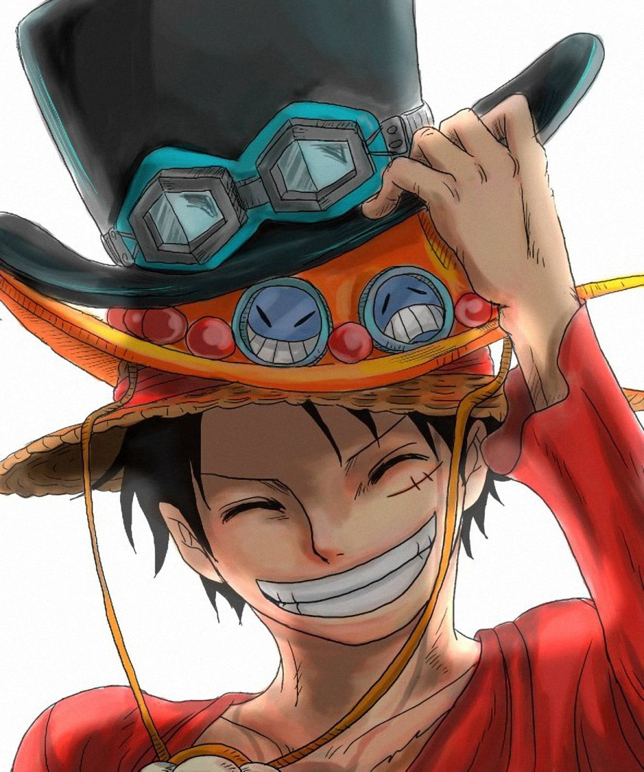 Anime Boys Cute Luffy Wearing Hats Wallpaper