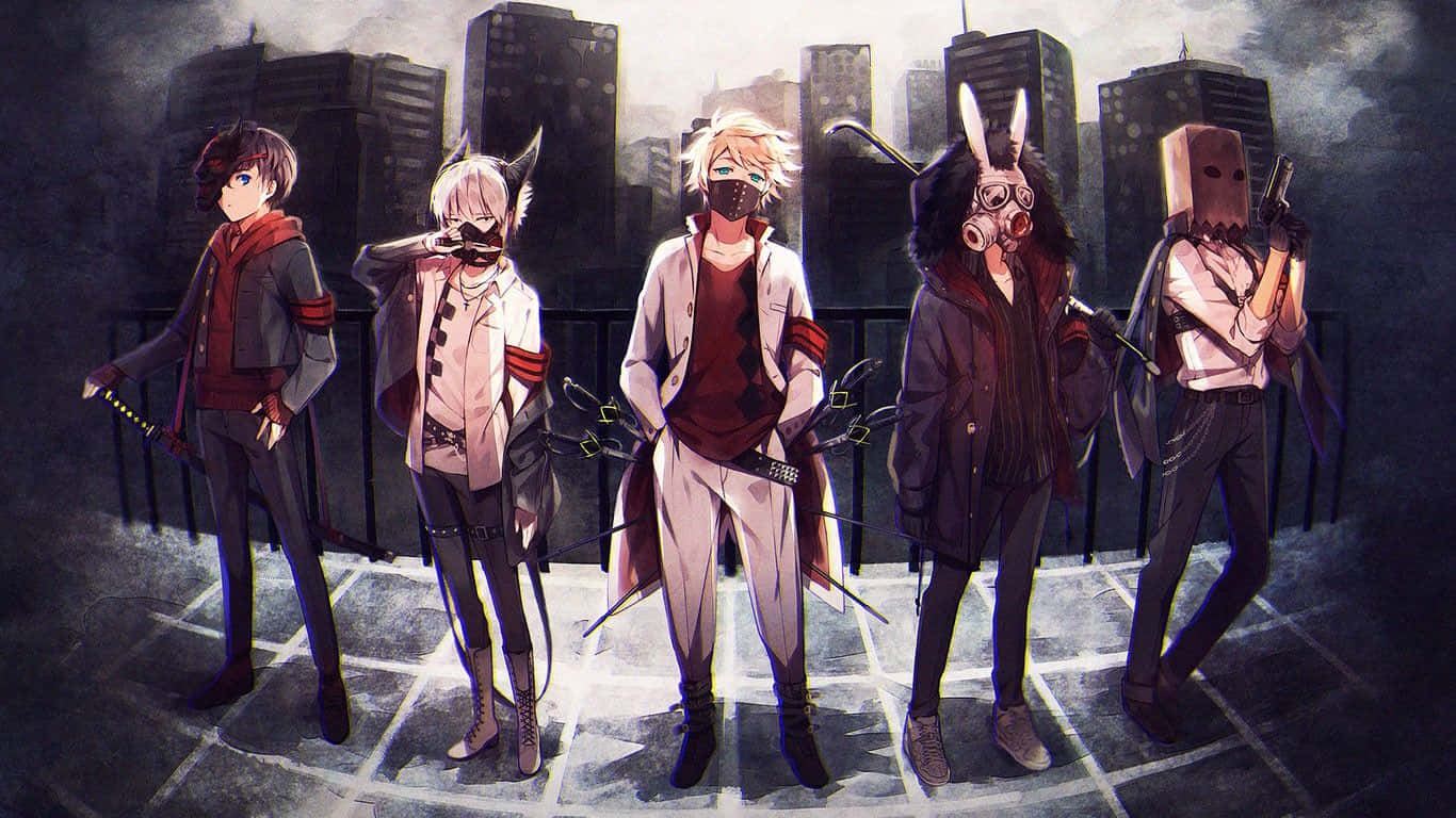 Anime Drengene Med Maskerede Ansigter Wallpaper
