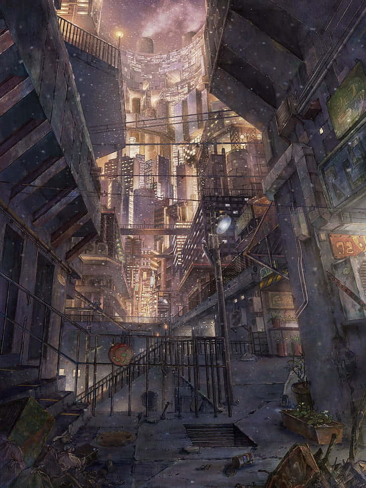 Anime Building Post Apocalyptic Wallpaper