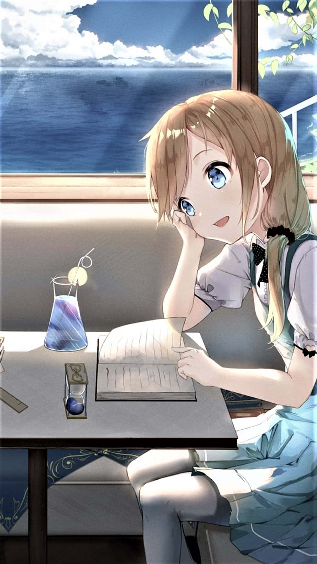 Glücklichesmädchen Anime Café Hintergrund
