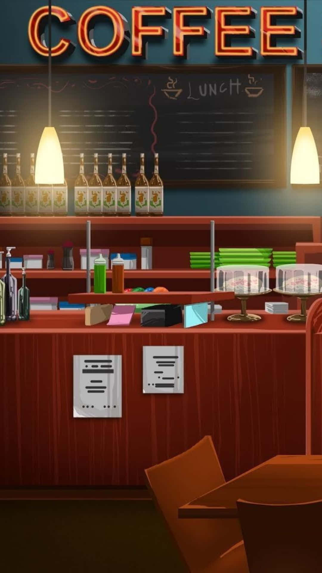 Download Anime Cafe Menu Counter Background 