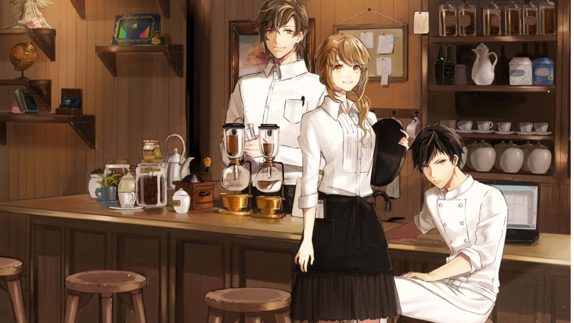 Anime Kokoro Cafe Baggrund: Giv dit skrivebord en animeret følelse med denne lyse anime Kokoro Cafe baggrund.