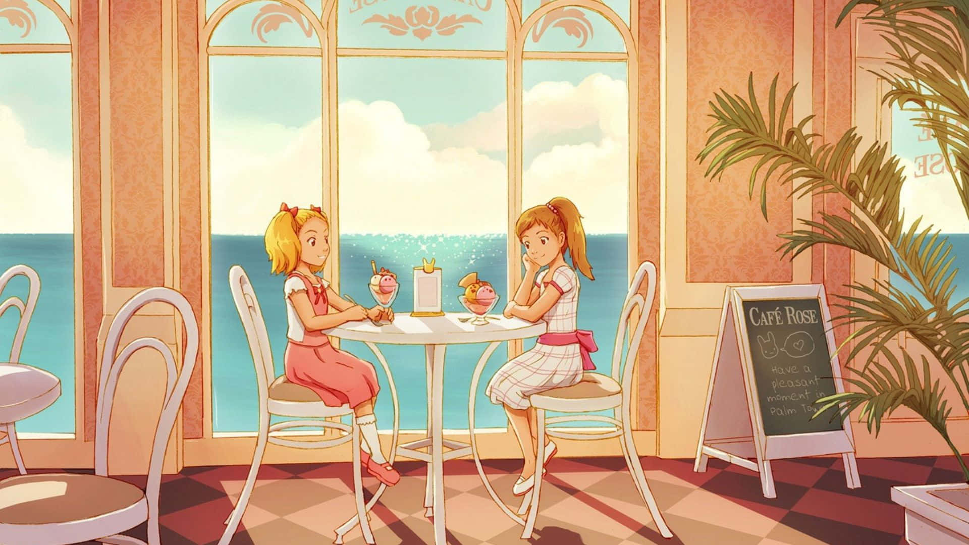 Anime Cafe And Ice Cream Background