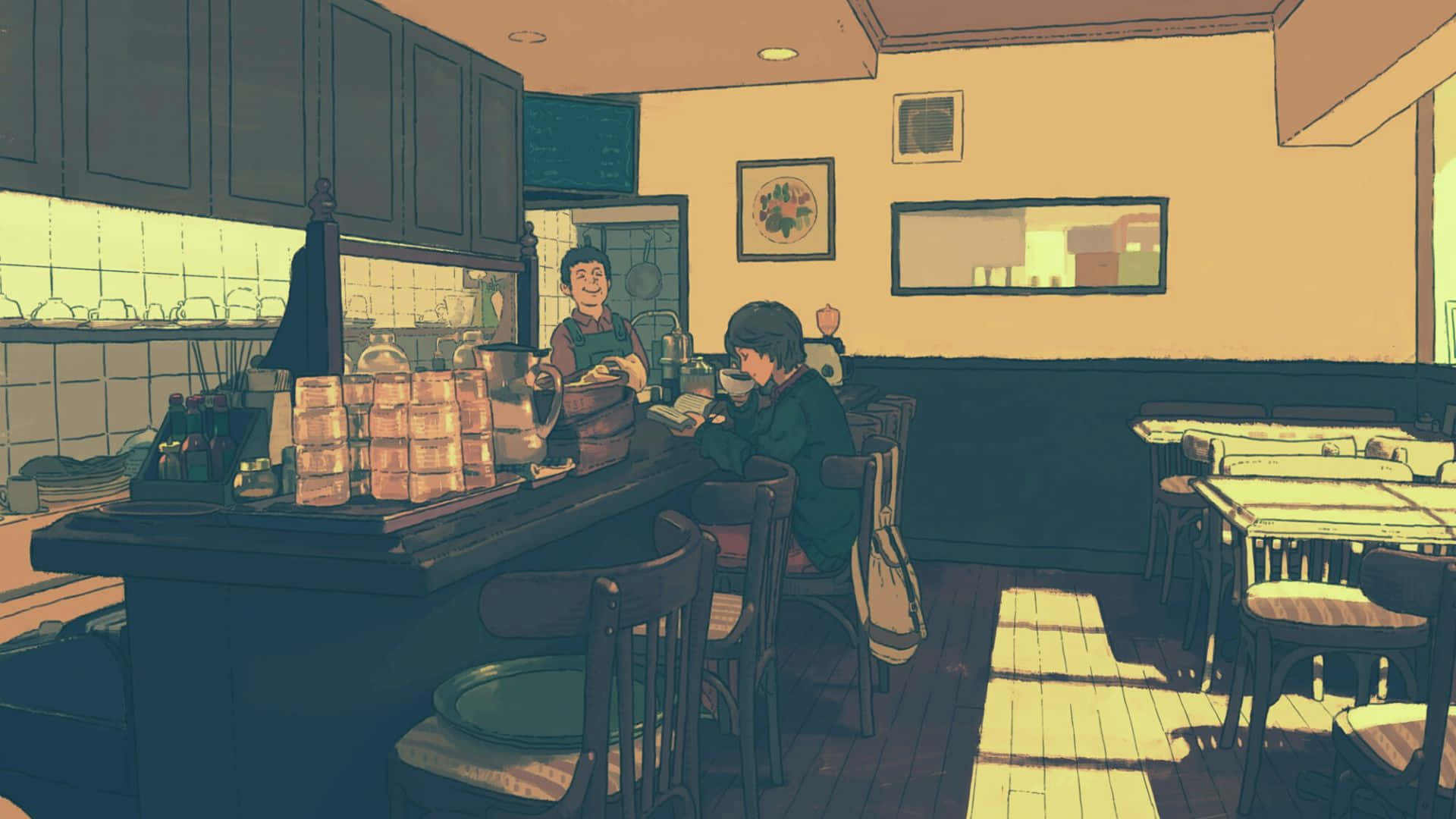 Anime Ghibli Cafe Background