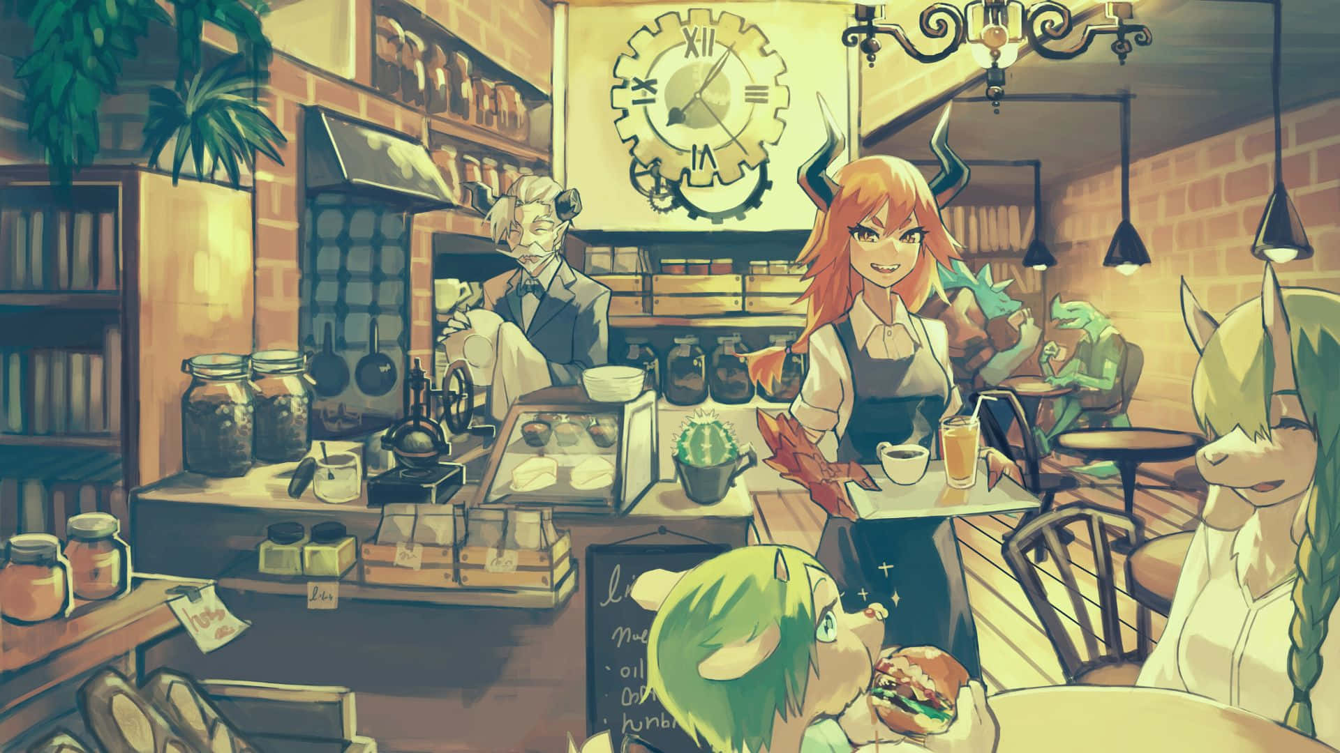 Anime Cafe Background 1920 X 1080 Background
