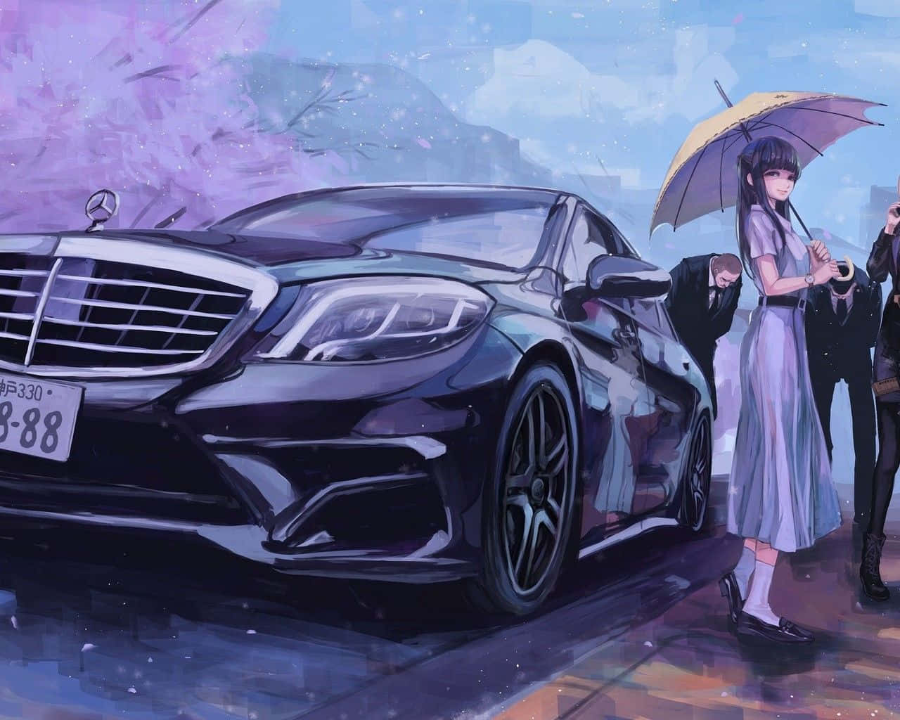 Attnjuta Av Vägen Framför Mig I Min Anime-inspirerade Bil