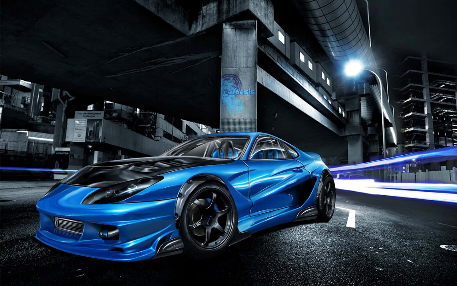 Supercharged Anime Car Roars into the Night