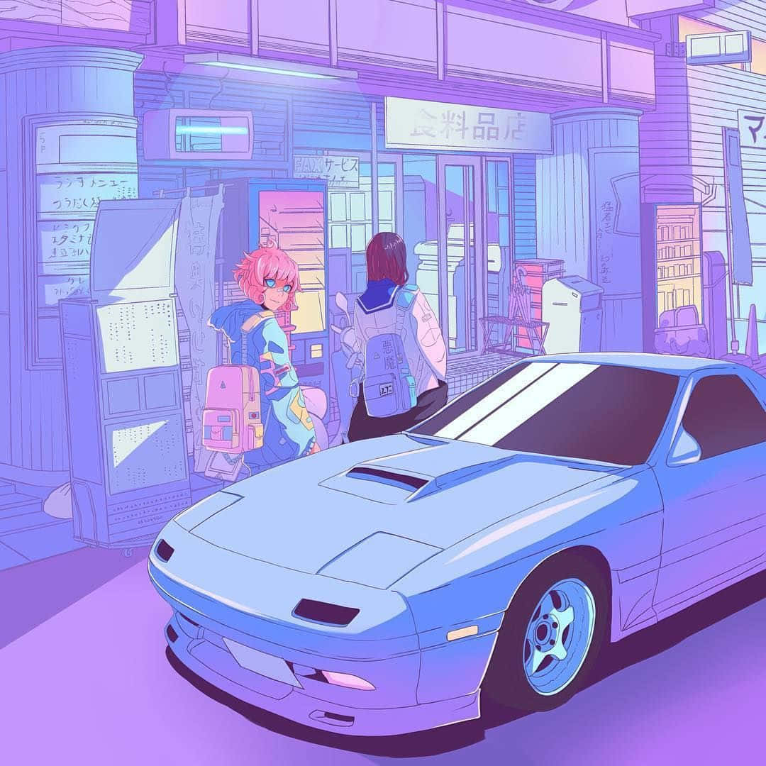 Erkundedie Anime-welt Mit Stil Und Einem Eleganten, Stilvollen Anime-auto