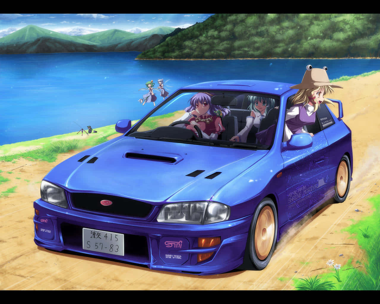 Körigenom Äventyr I Rask Takt Med En Anime-bil.
