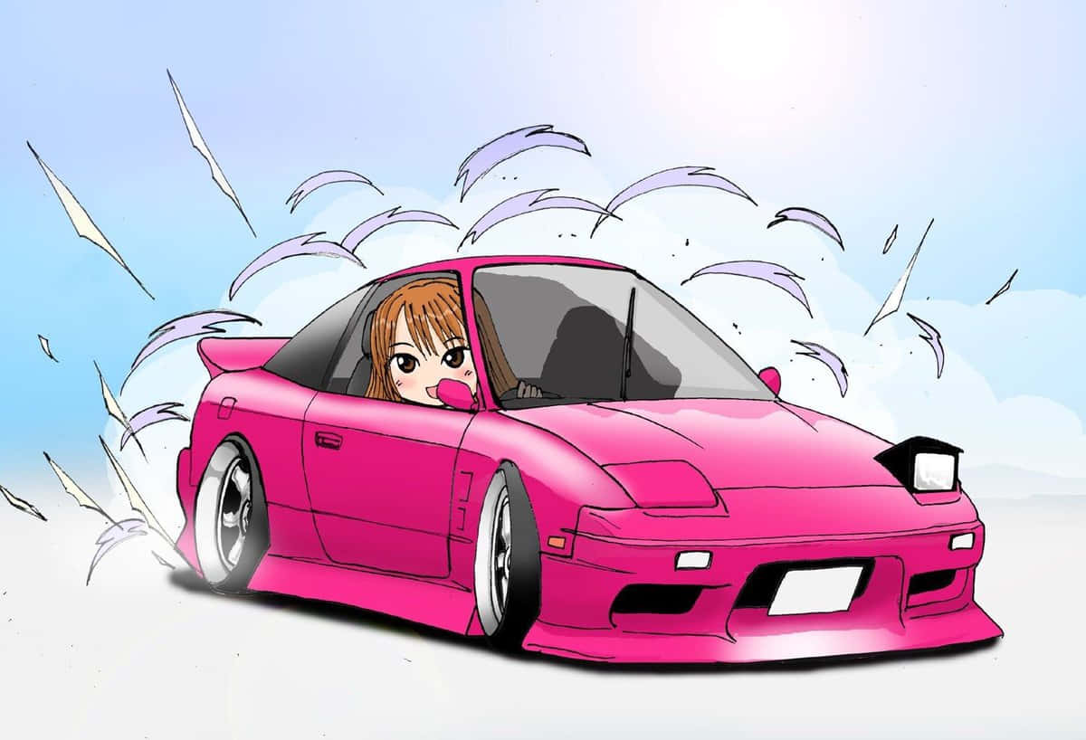 Fahrensie Stilvoll Durch Die Stadt Mit Diesem Eleganten Anime-auto.