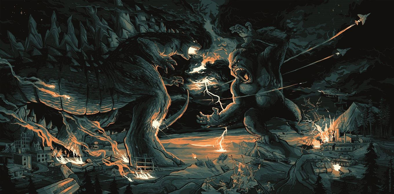 The epic battle between Godzilla and Kong. Wallpaper