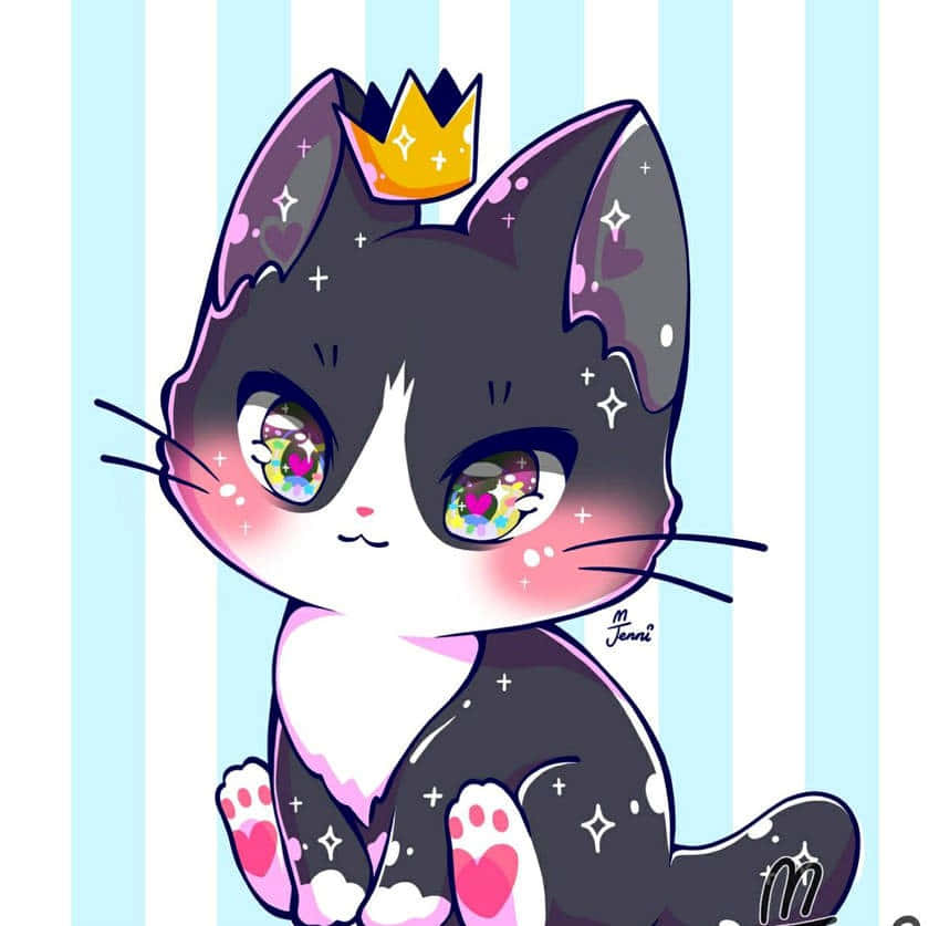 Cat | Kittens | Baby Cat | Cute Anime Cat' Sticker | Spreadshirt