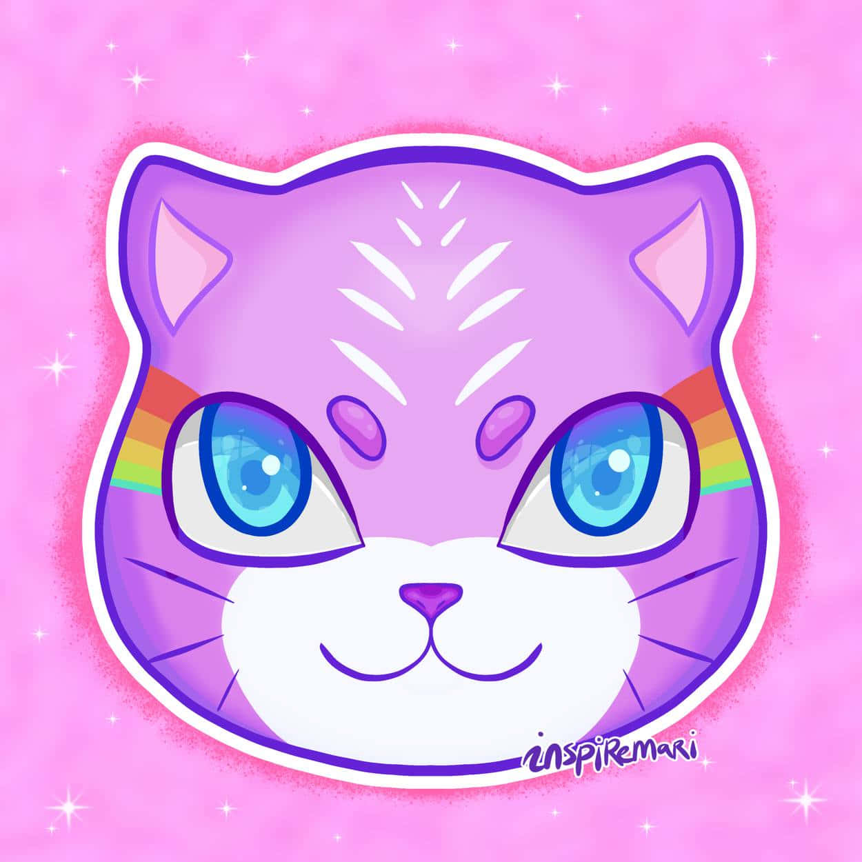 Kawaii Cute Fat White Cat Isolated on a Pink Background. Vector Anime Style  Illustration Stock Vector - Illustration of vector, design: 110188936