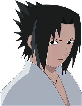 Anime Character Black Hair White Robe PNG