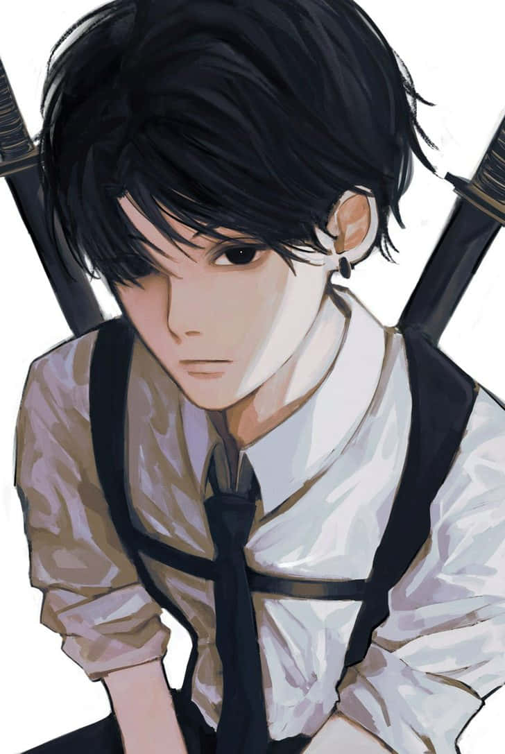 Personaje De Anime Con Cabello Negro Y Camisa Blanca Fondo de pantalla