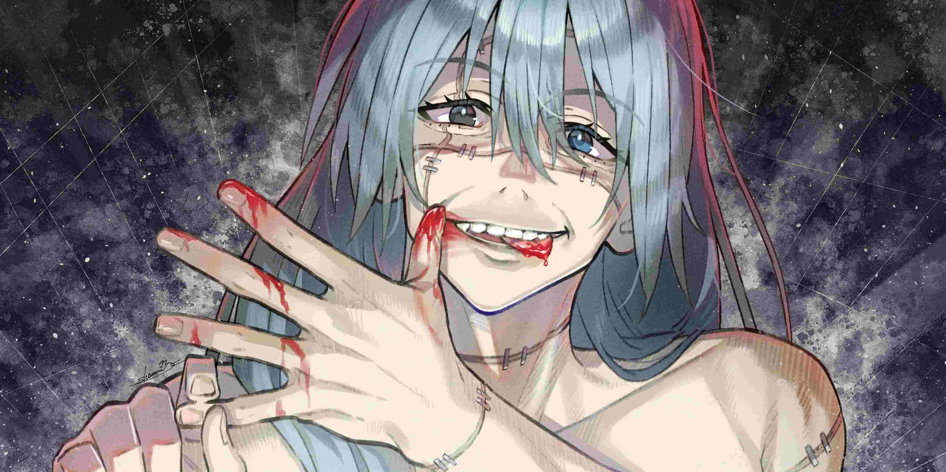 Anime Character Bloody Smile Wallpaper