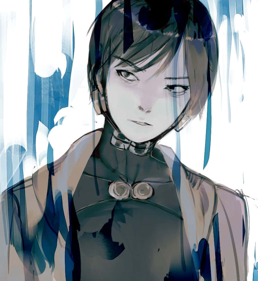 Anime Character Blue Artistic Backdrop Wallpaper