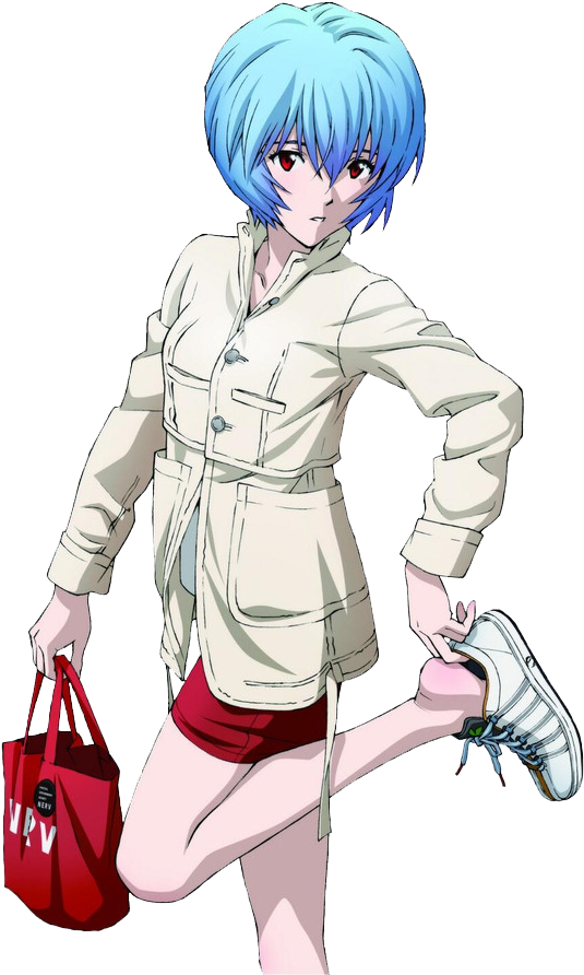Anime Character Blue Hair Red Bag PNG