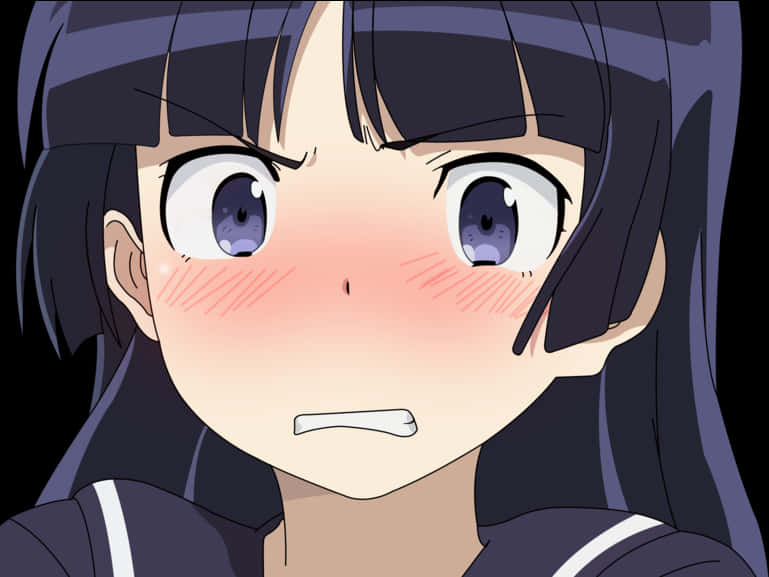 Anime Character Blushing Expression PNG
