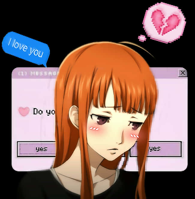 Anime Character Blushing Love Confession PNG