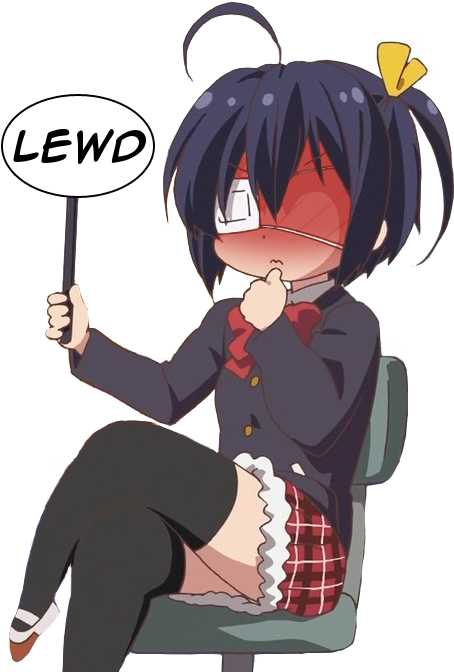 Anime Character Blushing With Lewd Sign PNG