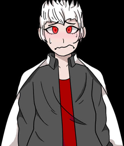 Anime Character Blushing With Red Eyes PNG