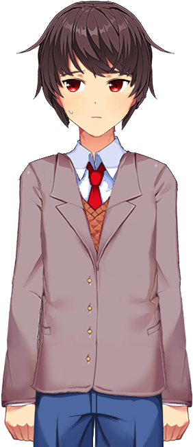 Anime Character Brown Hair School Uniform PNG