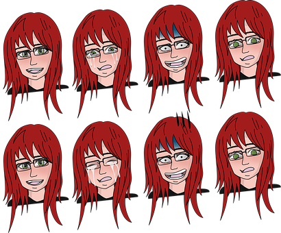 Anime Character Expressions Collage PNG