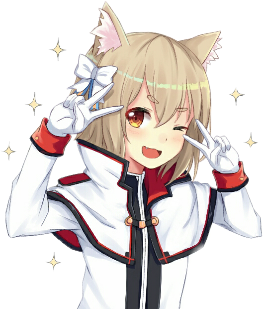 Anime Character Felix Cat Ears Peace Sign PNG