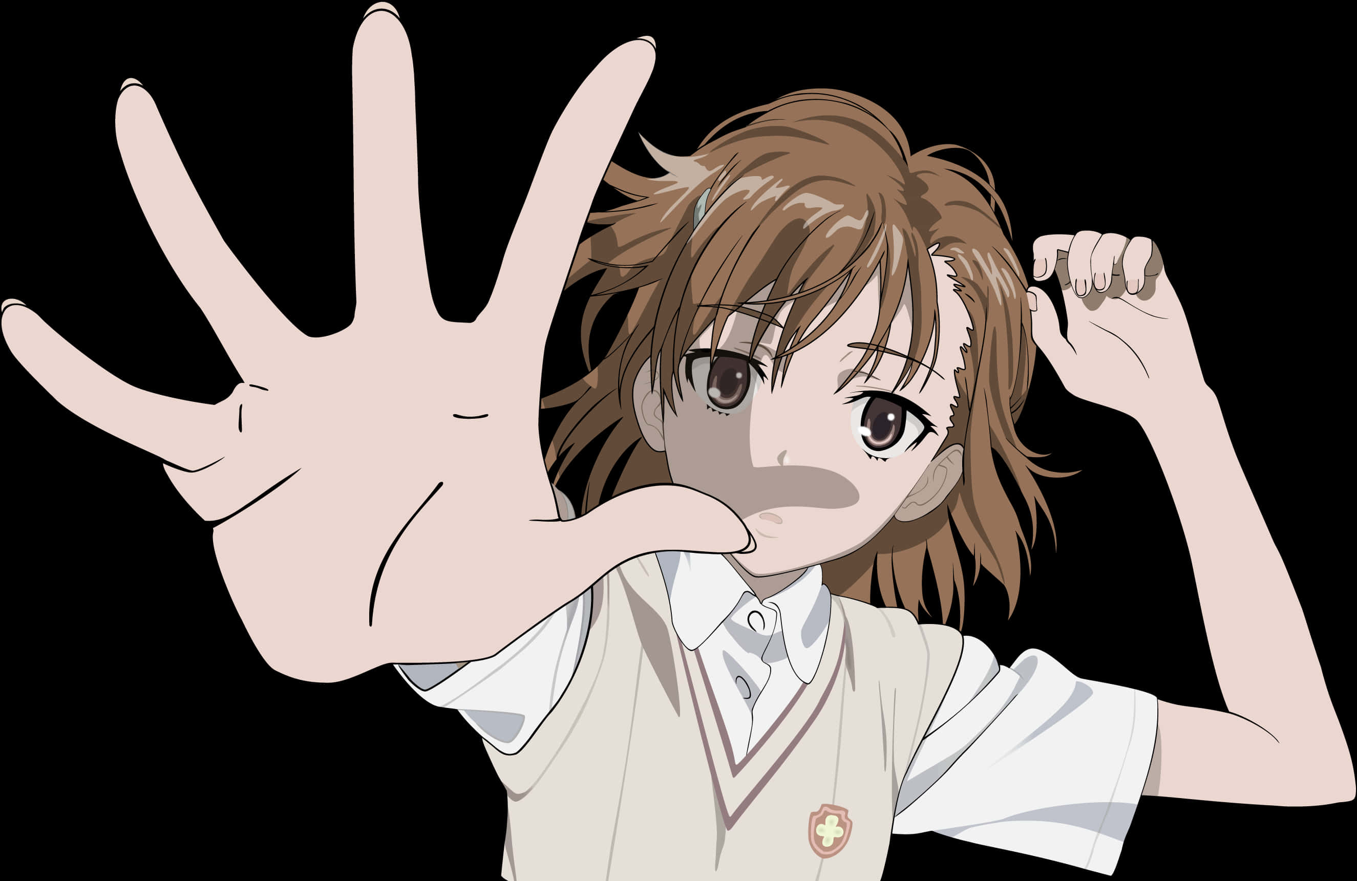 Download Anime Character Gesture Stop | Wallpapers.com