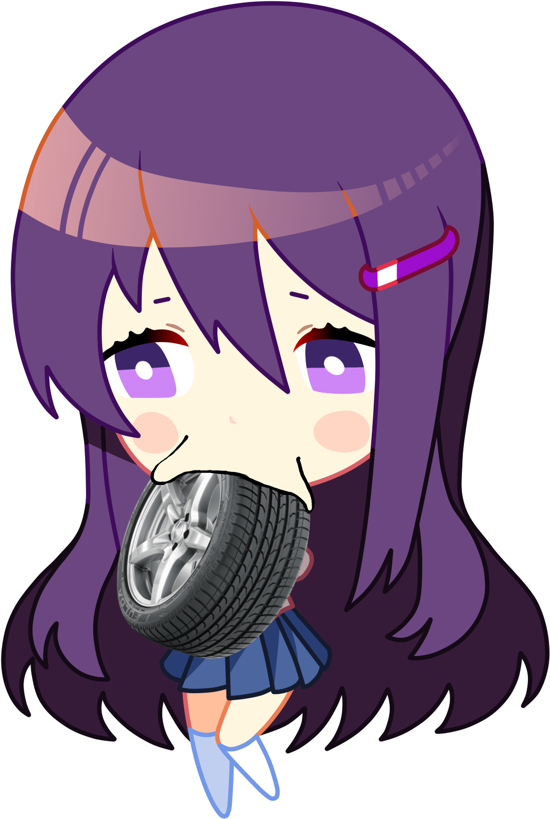 Anime Character Holding Tire PNG