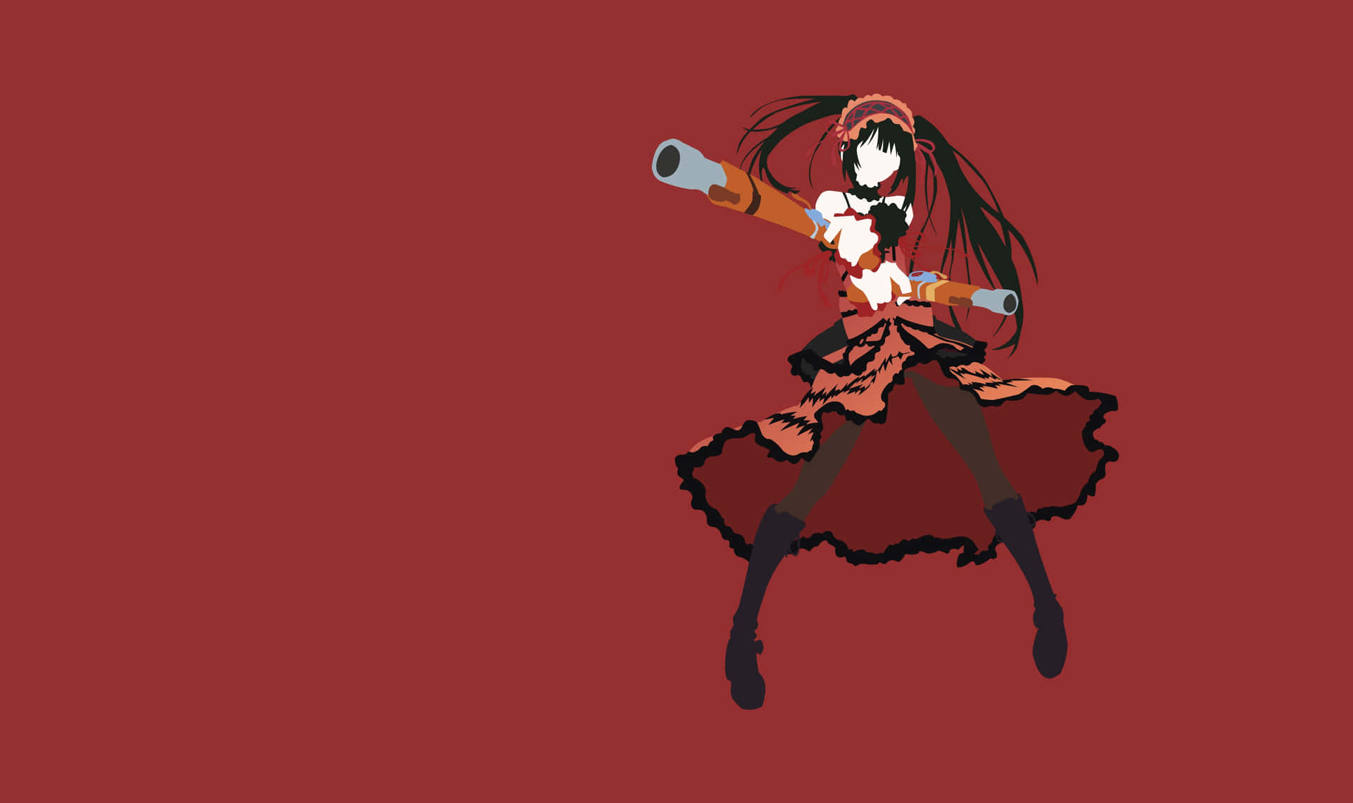 Anime Character Kurumi With Guns Wallpaper
