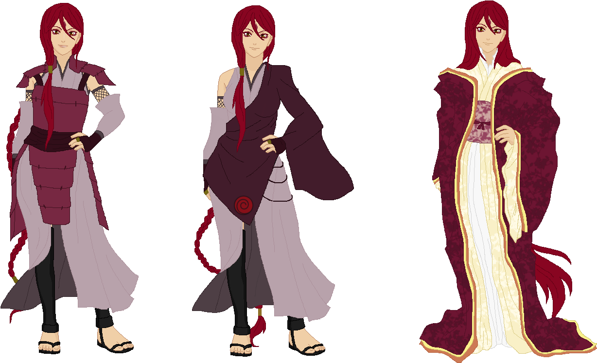 Anime Character Multiple Outfits PNG