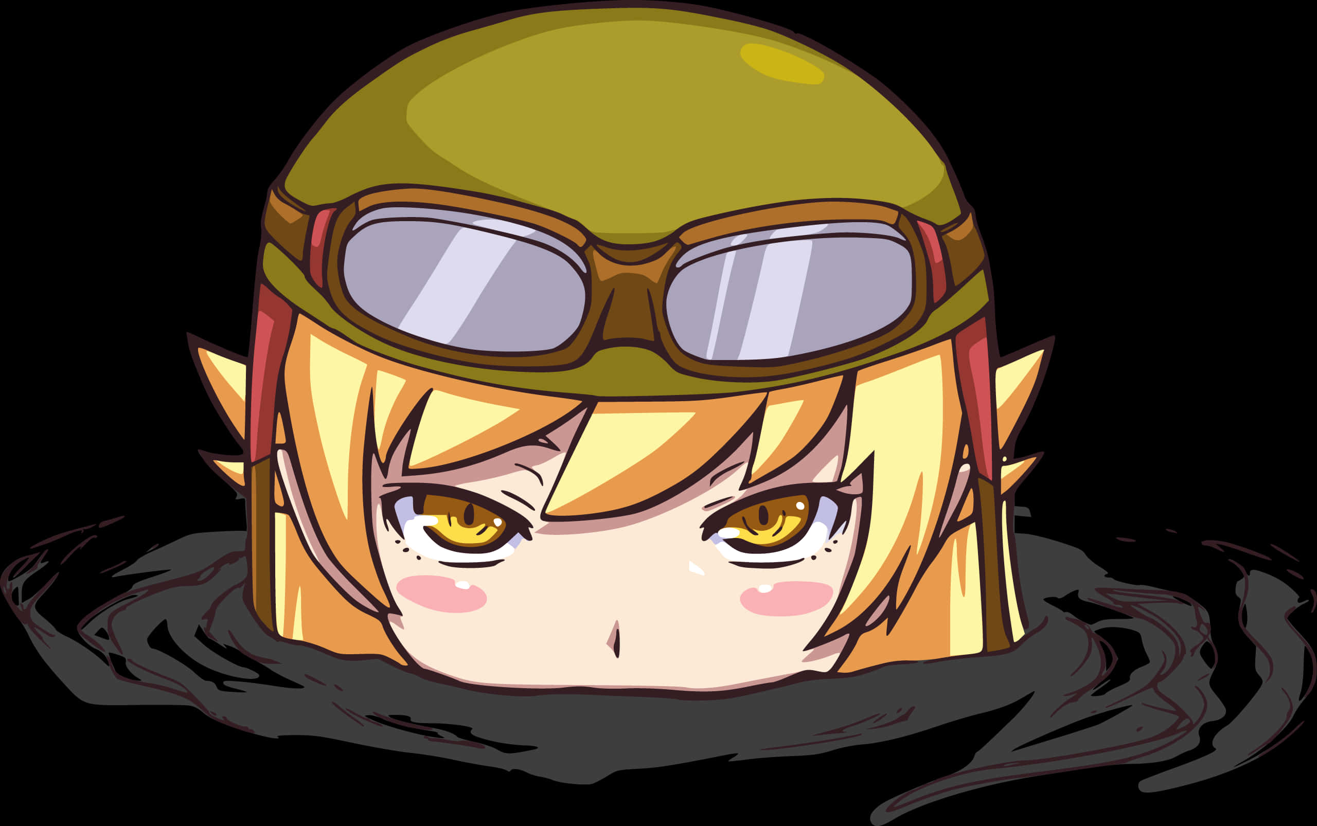 Anime Character Peeking With Helmet PNG