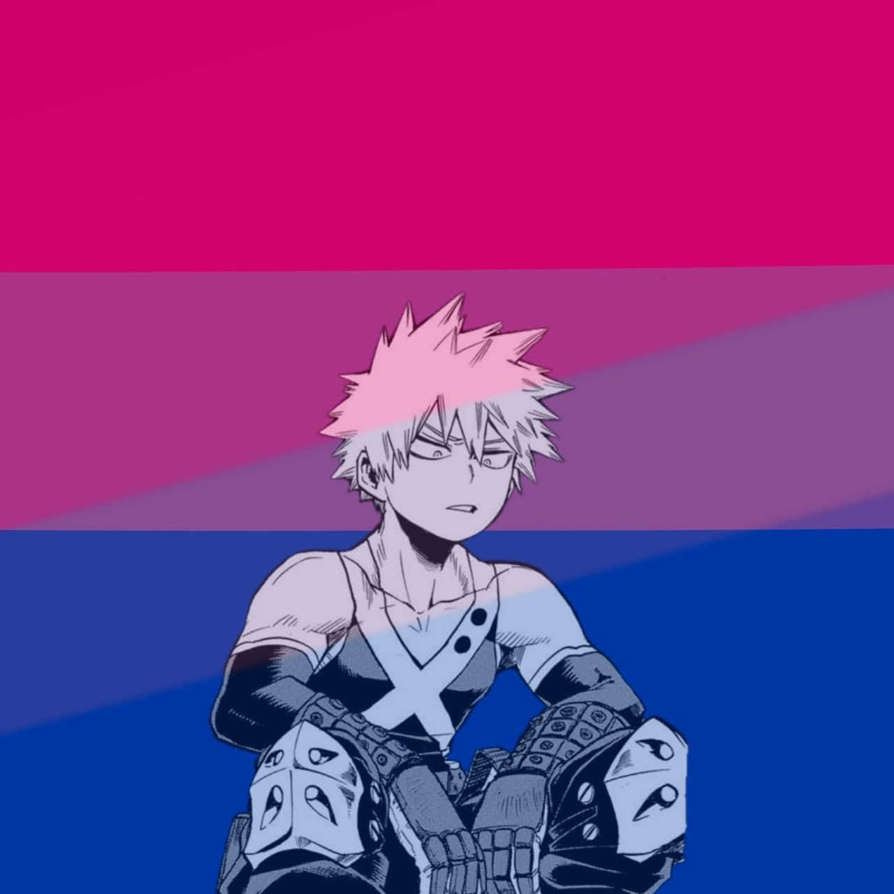 Anime Character Pink Hair Bisexual Pride Background Wallpaper