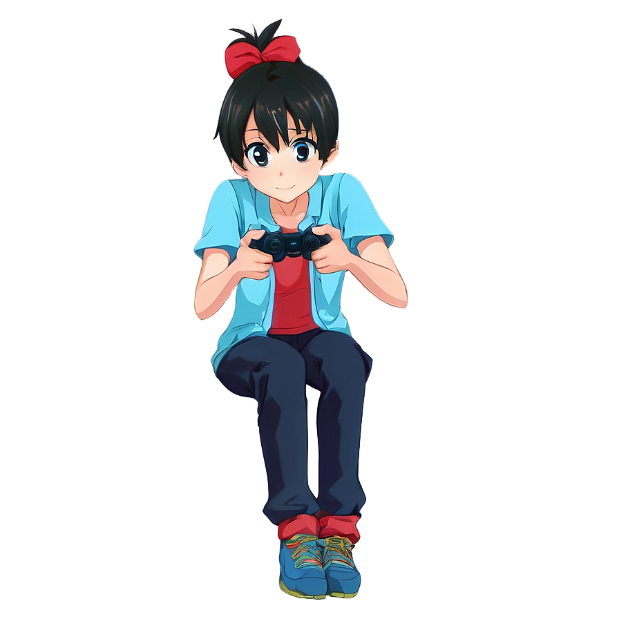 Anime Character Playing Video Games Png Uhe PNG