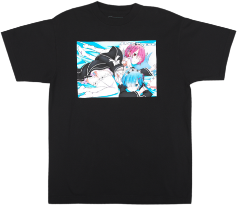 Anime Character Printed Black T Shirt PNG